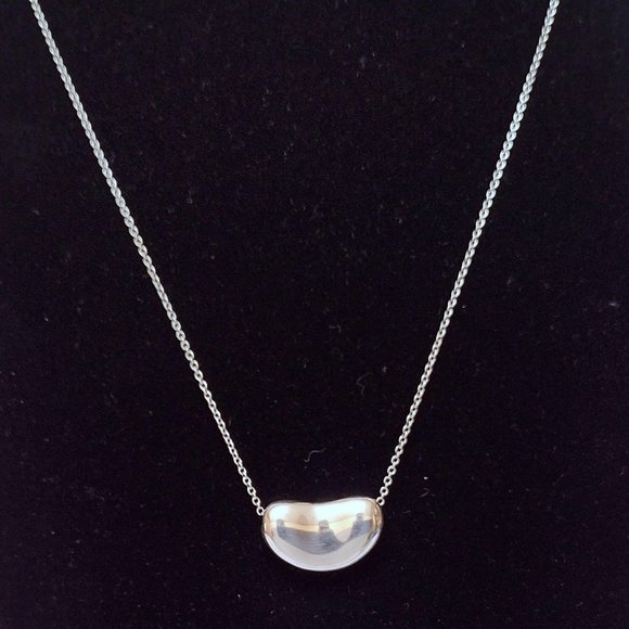 Tiffany Elsa Peretti Bean 18mm Necklace & 9mm Earrings Set Sterling Silver 925 - Picture 7 of 12